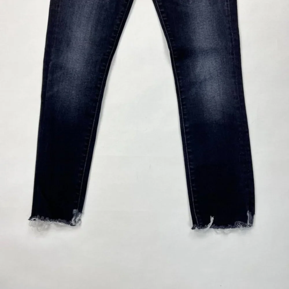 R13 Italy Kate Skinny Raw Hem Jeans Dark Moon Women 26 Stretch Cotton Distressed